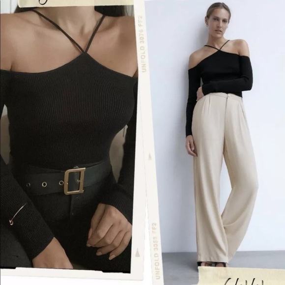 🆕 Minimalist Cutout Sweater knit blouse people cocktail top free Black top - Picture 1 of 4
